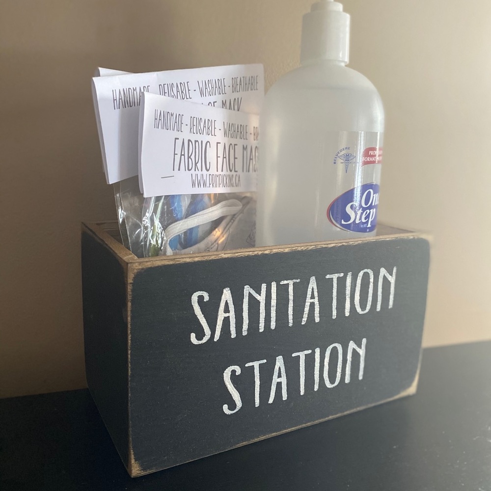 Sanitation storage box mask sanitizer holder